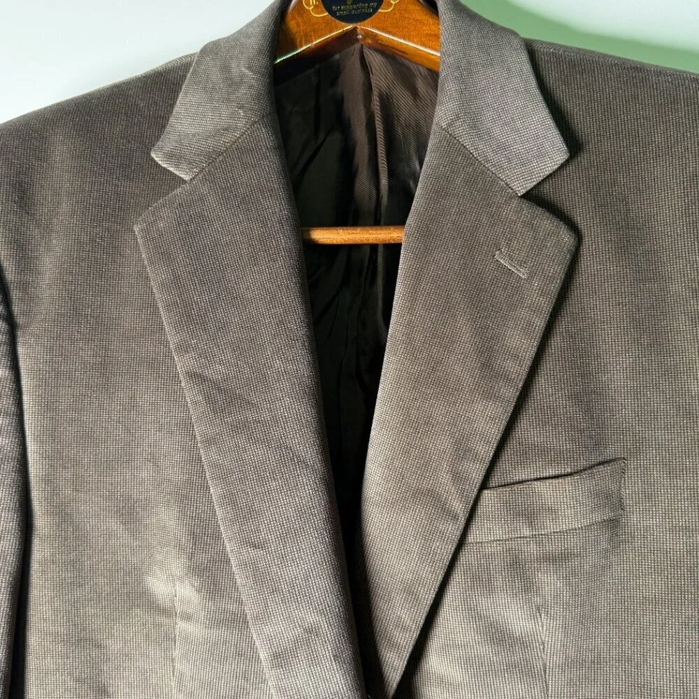 Ralph- Ralph Lauren Brown Velour Textured Blazer Size 42R Fully Lined 2 Button